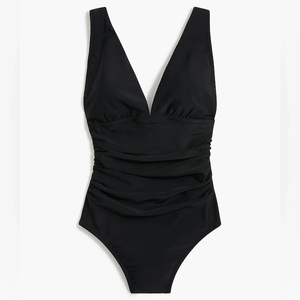 J.Crew V-neck ruched one-piece swimsuit in black size S NWT
